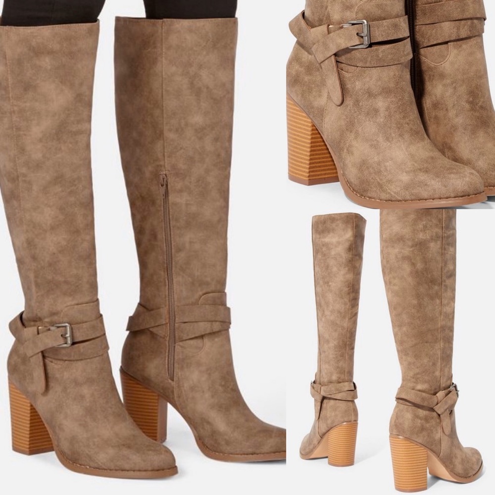 Heel knee high boots